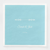 Serviette En Papier Mariage bleu clair et blanc moderne (Devant)