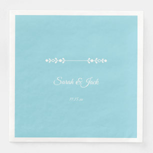 Serviette En Papier Mariage bleu clair et blanc moderne