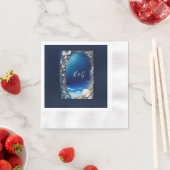 Serviette En Papier mariage bleu côtier (En situation)