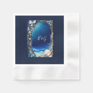 Serviette En Papier mariage bleu côtier