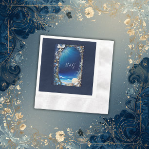 Serviette En Papier mariage bleu côtier