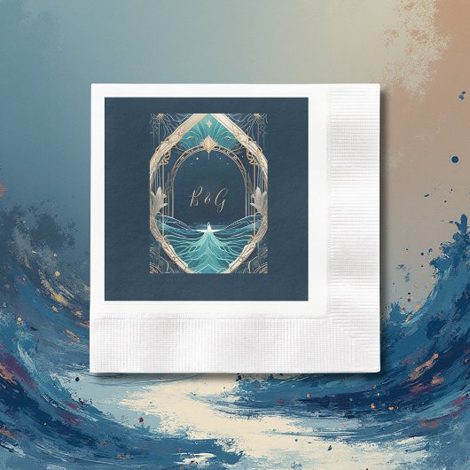 Serviette En Papier mariage bleu côtier