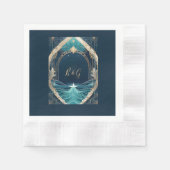 Serviette En Papier mariage bleu côtier (Devant)