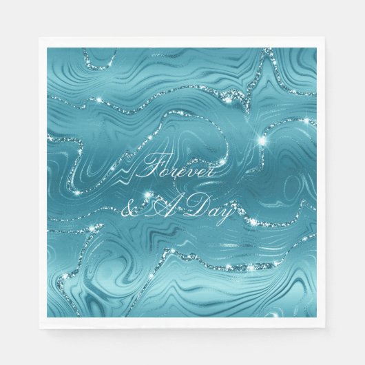 Serviette En Papier Mariage bleu d'Aqua (Devant)