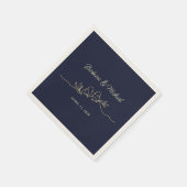 Serviette En Papier Mariage bleu de la marine (Coin)