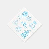 Serviette En Papier Mariage bleu Doodle à main lunaire (Coin)