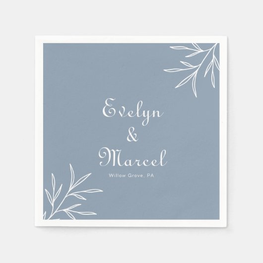 Serviette En Papier Mariage bleu Dusty minimum formel (Devant)