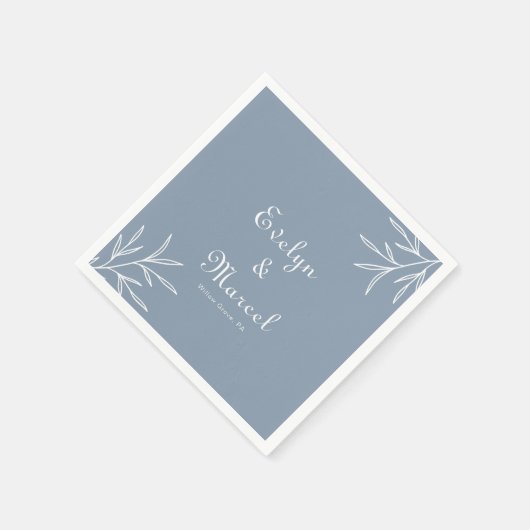 Serviette En Papier Mariage bleu Dusty minimum formel (Coin)