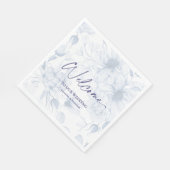 Serviette En Papier Mariage bleu Dusty Napkin - Bienvenue (Coin)