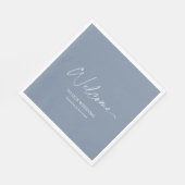 Serviette En Papier Mariage bleu Dusty Napkin - Bienvenue (Coin)