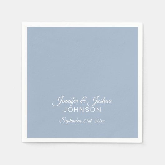 Serviette En Papier Mariage BLEU Dusty personnalisé (Devant)