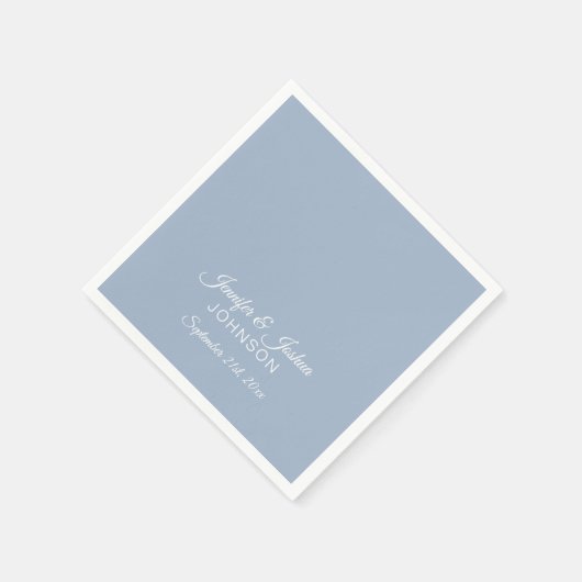 Serviette En Papier Mariage BLEU Dusty personnalisé (Coin)