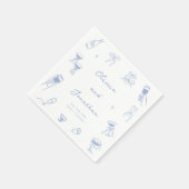 Serviette En Papier Mariage bleu Dusty tiré à la main (Coin)