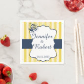 Serviette En Papier Mariage bleu et jaune moderne Napkin (En situation)