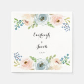 Serviette En Papier Mariage bleu et rose pâle (Devant)