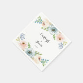 Serviette En Papier Mariage bleu et rose pâle (Coin)
