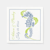 Serviette En Papier Mariage bleu et vert poussiéreux pour hippocampe e (Devant)