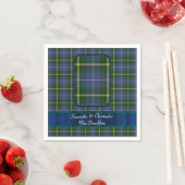 Serviette En Papier Mariage bleu et vert tartan plaid (En situation)