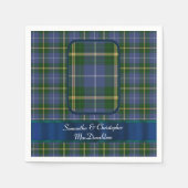 Serviette En Papier Mariage bleu et vert tartan plaid (Devant)