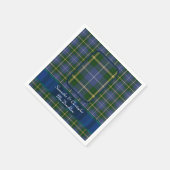 Serviette En Papier Mariage bleu et vert tartan plaid (Coin)