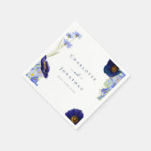 Serviette En Papier Mariage bleu Fleur sauvage moderne (Coin)