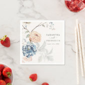 Serviette En Papier Mariage bleu floral brun (En situation)