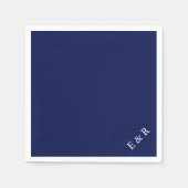 Serviette En Papier Mariage bleu foncé classique (Devant)