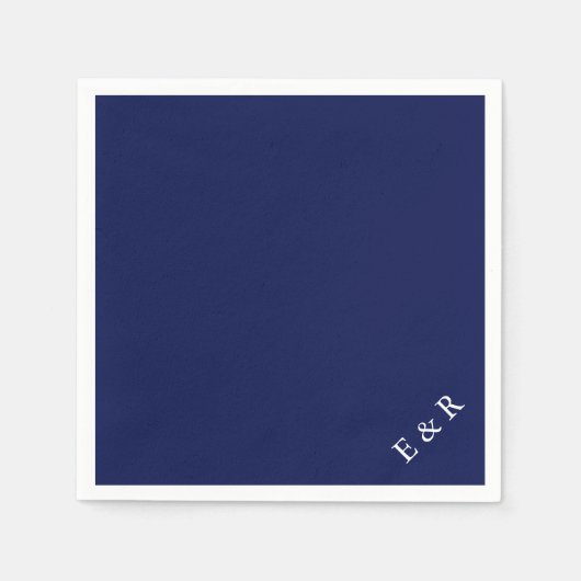 Serviette En Papier Mariage bleu foncé classique (Devant)