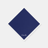 Serviette En Papier Mariage bleu foncé classique (Coin)