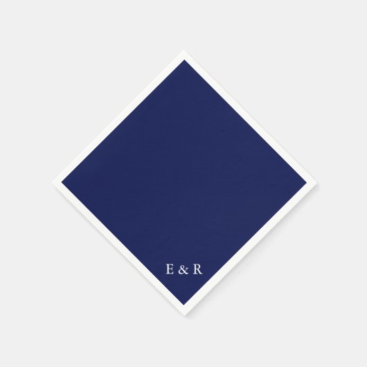 Serviette En Papier Mariage bleu foncé classique (Coin)