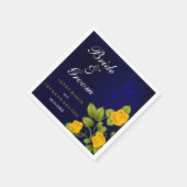 Serviette En Papier Mariage bleu foncé et marigold jaune rose (Coin)