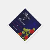 Serviette En Papier Mariage bleu foncé et rose rouge (Coin)