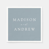 Serviette En Papier Mariage bleu foncé moderne (Devant)