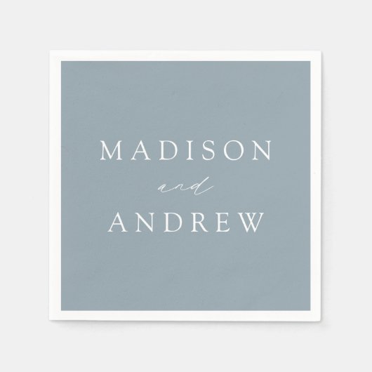 Serviette En Papier Mariage bleu foncé moderne (Devant)