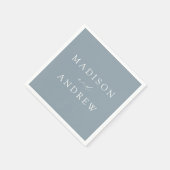 Serviette En Papier Mariage bleu foncé moderne (Coin)