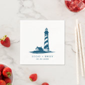 Serviette En Papier Mariage bleu foncé Nautical Seaside (En situation)