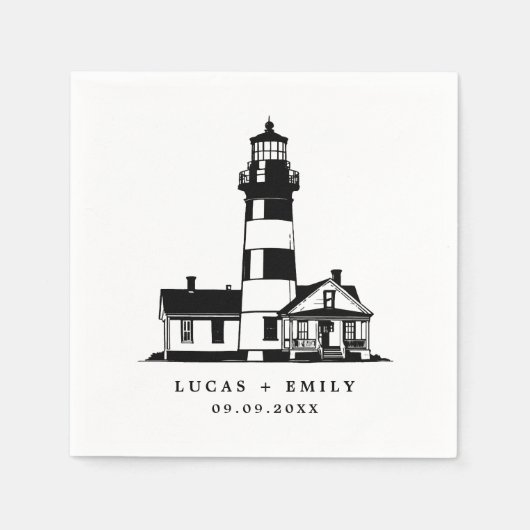 Serviette En Papier Mariage bleu foncé Nautical Seaside (Devant)