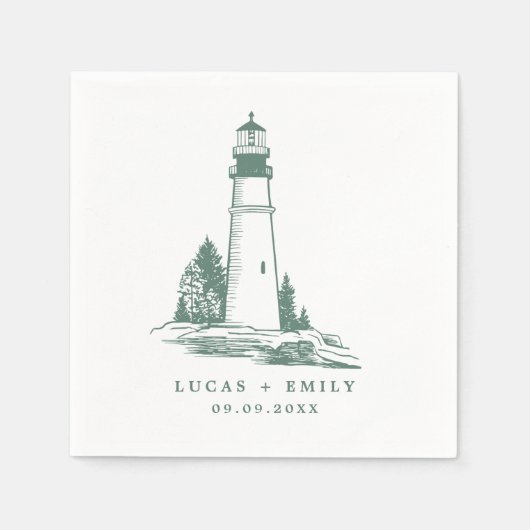 Serviette En Papier Mariage bleu foncé Nautical Seaside (Devant)