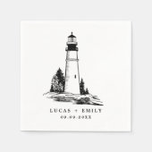 Serviette En Papier Mariage bleu foncé Nautical Seaside (Devant)