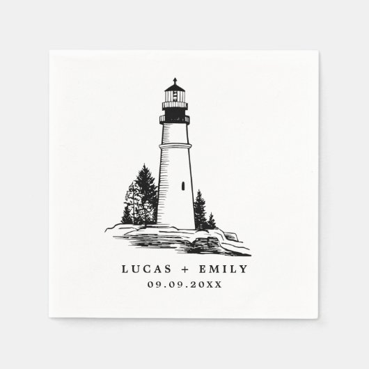 Serviette En Papier Mariage bleu foncé Nautical Seaside (Devant)