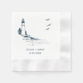 Serviette En Papier Mariage bleu foncé Nautical Seaside (Devant)