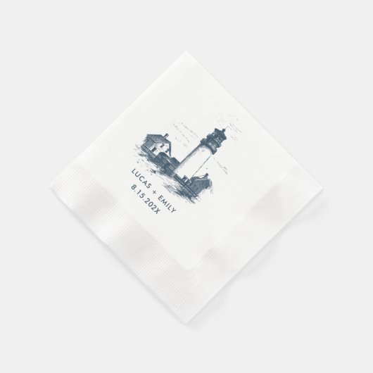 Serviette En Papier Mariage bleu foncé Nautical Seaside (Coin)