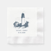 Serviette En Papier Mariage bleu foncé Nautical Seaside (Devant)
