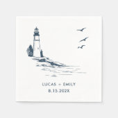 Serviette En Papier Mariage bleu foncé Nautical Seaside (Devant)