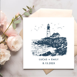 Serviette En Papier Mariage bleu foncé Nautical Seaside
