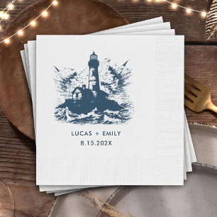 Serviette En Papier Mariage bleu foncé Nautical Seaside