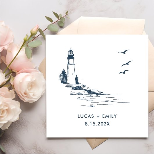 Serviette En Papier Mariage bleu foncé Nautical Seaside