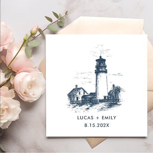 Serviette En Papier Mariage bleu foncé Nautical Seaside