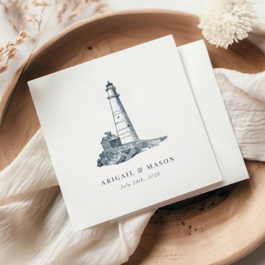 Serviette En Papier Mariage bleu foncé Nautical Seaside