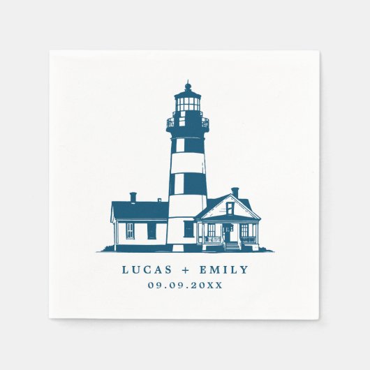 Serviette En Papier Mariage bleu foncé Nautical Seaside (Devant)